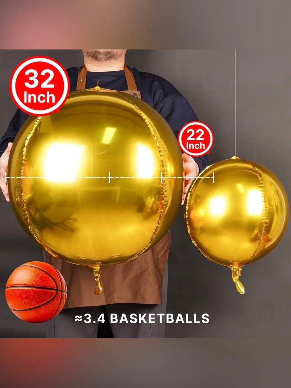 Metallic Gold 32” Jumbo Foil Balloons / 4D / 32”/ 6PCS